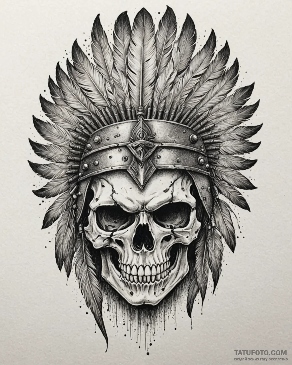 Tattoo sketch, skull wearing ancient warrior... - эскиз тату (№1753620575_0, 27.07.2025 12:49) — Tatufoto.com