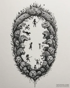 Tattoo sketch, croods and bettermans silhouet... - эскиз тату (№1753620975_0, 27.07.2025 12:56) — Tatufoto.com