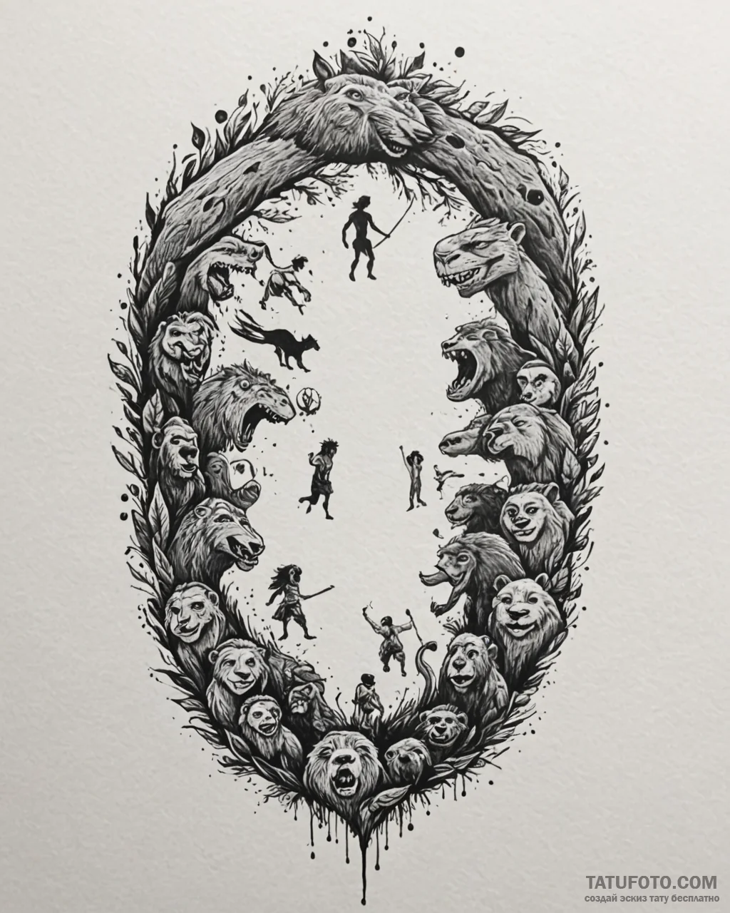 Tattoo sketch, croods and bettermans silhouet... - эскиз тату (№1753620975_0, 27.07.2025 12:56) — Tatufoto.com