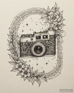Tat tattoo sketch, vintage camera with film r... - эскиз тату (№1753621572_0, 27.07.2025 13:06) — Tatufoto.com
