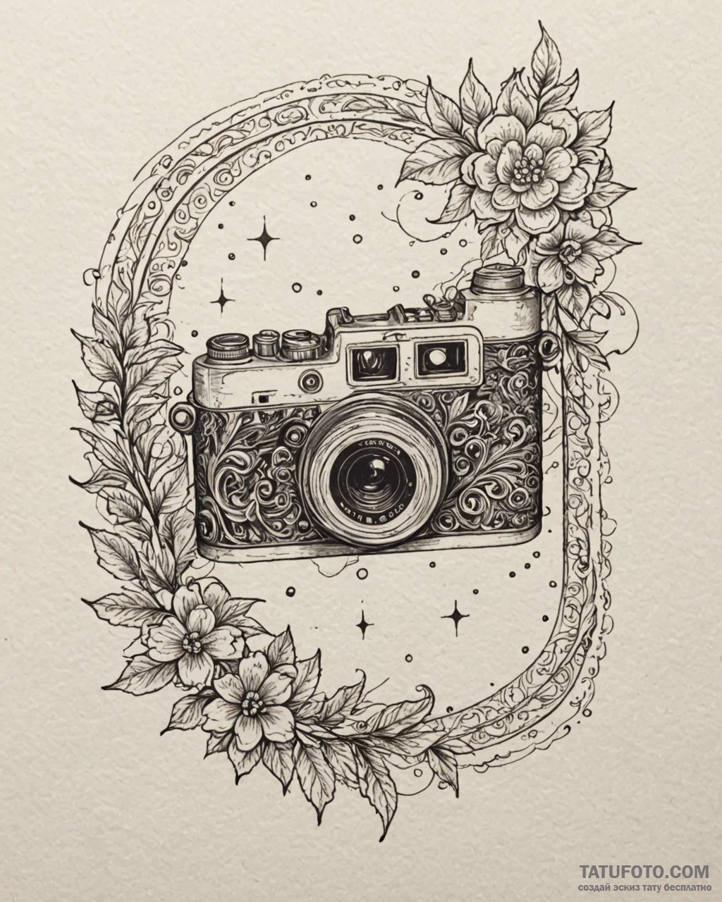 Tat tattoo sketch, vintage camera with film r... - эскиз тату (№1753621572_0, 27.07.2025 13:06) — Tatufoto.com