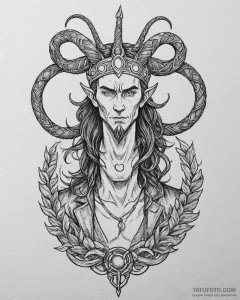 Tat tattoo sketch, loki mischievous god with... - эскиз тату (№1753621771_0, 27.07.2025 13:09) — Tatufoto.com