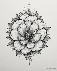 Tat tattoo sketch, whimsical oversized flower... - эскиз тату (№1753622566_0, 27.07.2025 13:22) — Tatufoto.com