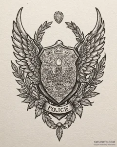 Tat tattoo sketch, police badge with wings an... - эскиз тату (№1753624601_0, 27.07.2025 13:56) — Tatufoto.com