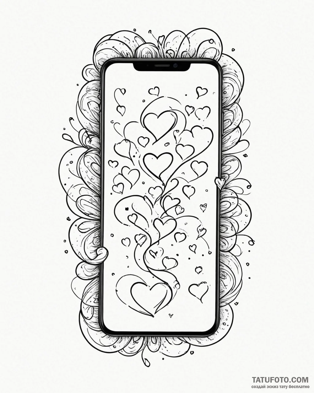 Tat tattoo sketch, influencer’s glowing smart... - эскиз тату (№1753624801_0, 27.07.2025 14:00) — Tatufoto.com
