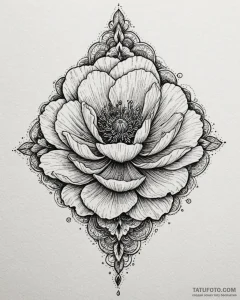 Tat tattoo sketch, poppy with flowing dress m... - эскиз тату (№1753624999_0, 27.07.2025 14:03) — Tatufoto.com