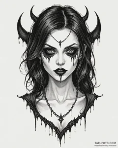 Tat tattoo sketch, gothic vampire with fangs... - эскиз тату (№1753625197_0, 27.07.2025 14:06) — Tatufoto.com