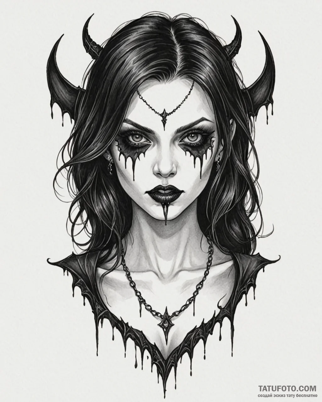 Tat tattoo sketch, gothic vampire with fangs... - эскиз тату (№1753625197_0, 27.07.2025 14:06) — Tatufoto.com