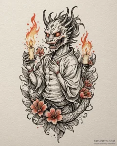 Tat tattoo sketch, la muerte dancing with can... - эскиз тату (№1753625997_0, 27.07.2025 14:19) — Tatufoto.com