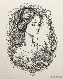 Tat tattoo sketch, dj silhouette with headpho... - эскиз тату (№1753626600_0, 27.07.2025 14:30) — Tatufoto.com