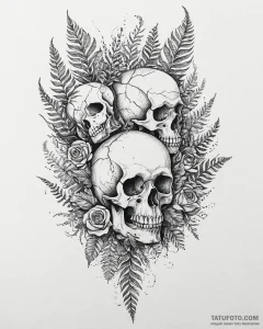 Tat tattoo sketch, fern fronds unfurling with... - эскиз тату (№1753627659_0, 27.07.2025 14:47) — Tatufoto.com