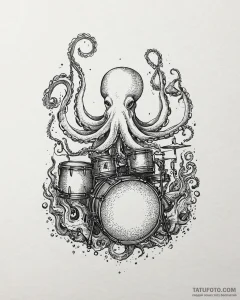 Tat tattoo sketch, octopus tentacles playing... - эскиз тату (№1753629881_0, 27.07.2025 15:24) — Tatufoto.com