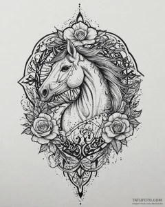 Tattoo sketch, spirit stallion running wild o... - эскиз тату (№1753630291_0, 27.07.2025 15:31) — Tatufoto.com