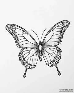 Tattoo sketch, slender butterfly outline with... - эскиз тату (№1753630489_0, 27.07.2025 15:34) — Tatufoto.com