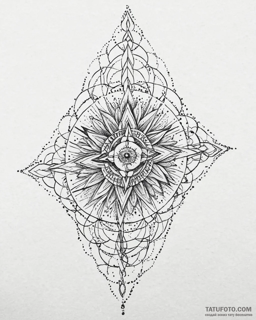 Tat tattoo sketch, geometric dotwork pattern... - эскиз тату (№1753631084_0, 27.07.2025 15:44) — Tatufoto.com