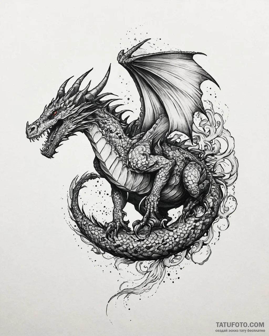 Tattoo sketch, hiccup riding dragon with wind... - эскиз тату (№1753631283_0, 27.07.2025 15:48) — Tatufoto.com