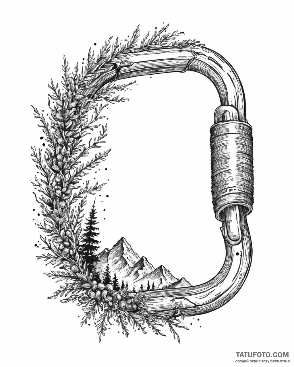 Tat tattoo sketch, mountain climber’s carabin... - эскиз тату (№1753632283_0, 27.07.2025 16:04) — Tatufoto.com