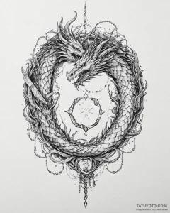 Tattoo sketch, dragon entwined with glowing c... - эскиз тату (№1753632701_0, 27.07.2025 16:11) — Tatufoto.com