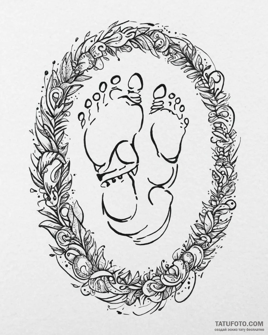 Tat tattoo sketch, jungle animal footprints w... - эскиз тату (№1753633119_0, 27.07.2025 16:18) — Tatufoto.com