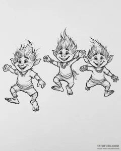 Tat tattoo sketch, trolls dancing with glowin... - эскиз тату (№1753634137_0, 27.07.2025 16:35) — Tatufoto.com