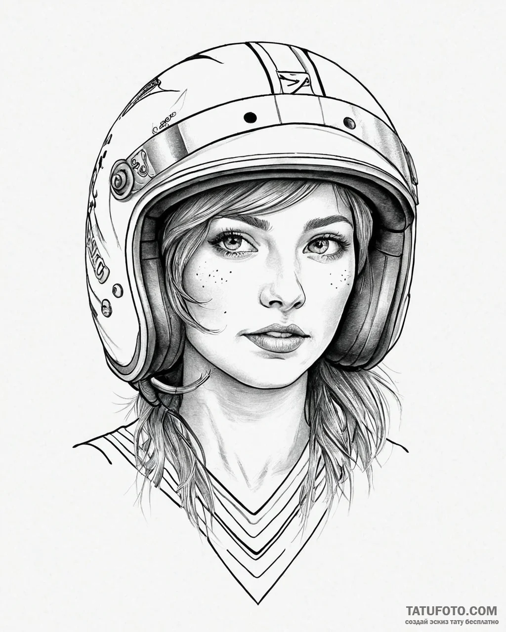 Eskizto, tattoo sketch, sally with racing hel... - эскиз тату (№1753635738_0, 27.07.2025 17:02) — Tatufoto.com