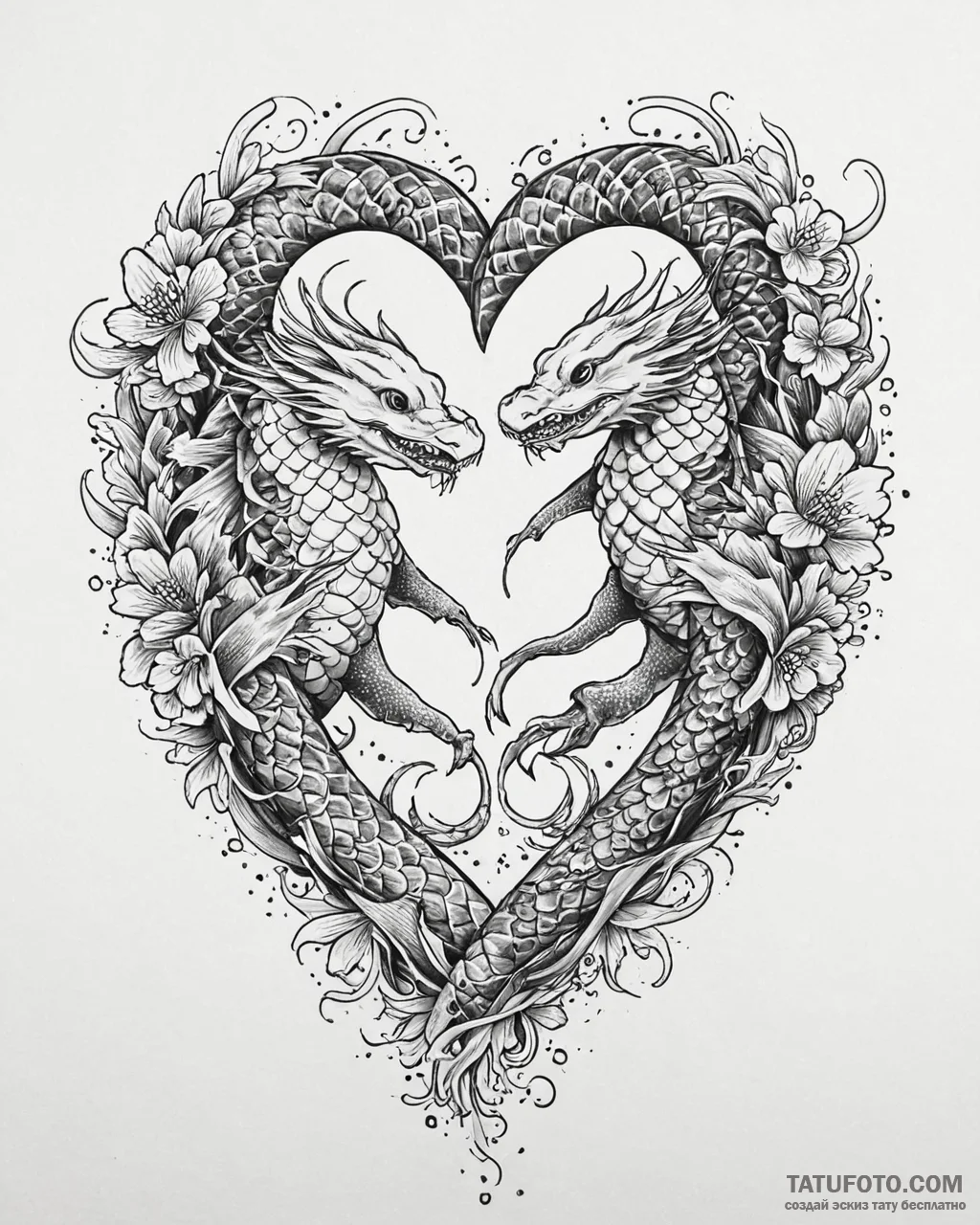 Tattoo sketch, sea monster tails intertwined... - эскиз тату (№1753636334_0, 27.07.2025 17:12) — Tatufoto.com