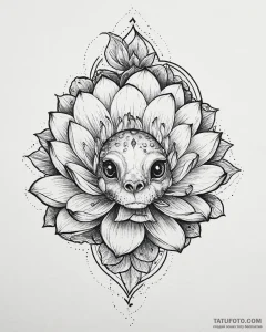 Tattoo sketch, oogway with lotus flower, spir... - эскиз тату (№1753637134_0, 27.07.2025 17:25) — Tatufoto.com