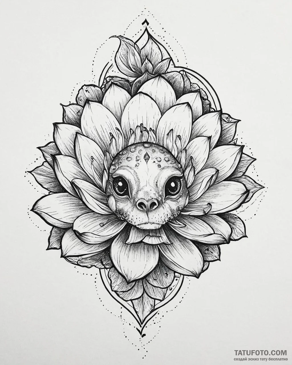 Tattoo sketch, oogway with lotus flower, spir... - эскиз тату (№1753637134_0, 27.07.2025 17:25) — Tatufoto.com