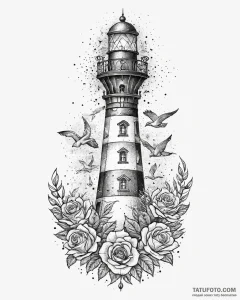 Tattoo sketch, lighthouse beam cutting throug... - эскиз тату (№1753637348_0, 27.07.2025 17:29) — Tatufoto.com