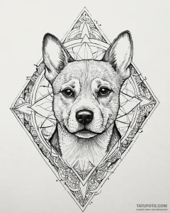 Tattoo sketch, max the dog looking curious wi... - эскиз тату (№1753638183_0, 27.07.2025 17:43) — Tatufoto.com