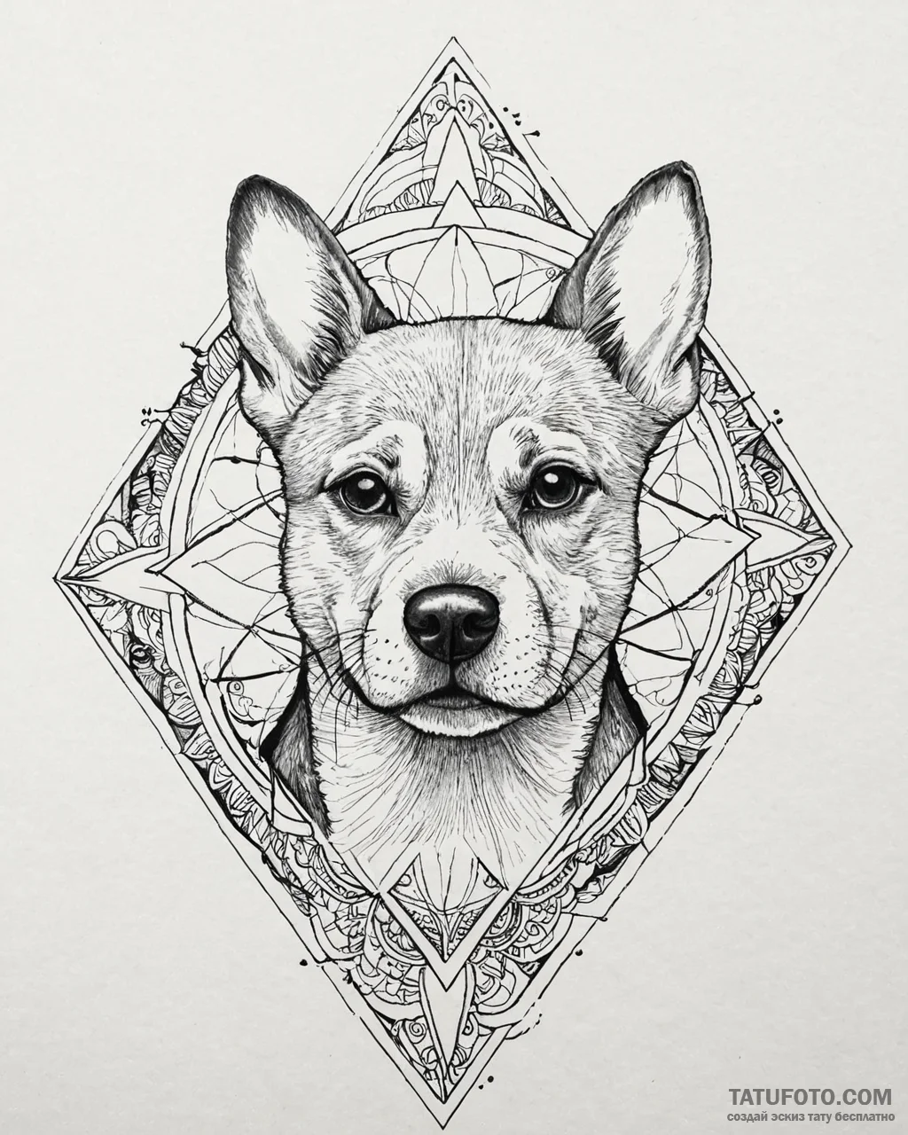 Tattoo sketch, max the dog looking curious wi... - эскиз тату (№1753638183_0, 27.07.2025 17:43) — Tatufoto.com