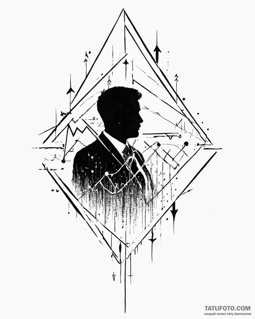 Tat tattoo sketch, manager silhouette with as... - эскиз тату (№1753638790_0, 27.07.2025 17:53) — Tatufoto.com
