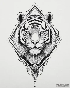 Tattoo sketch, abstract tiger face fragmented... - эскиз тату (№1753639588_0, 27.07.2025 18:06) — Tatufoto.com