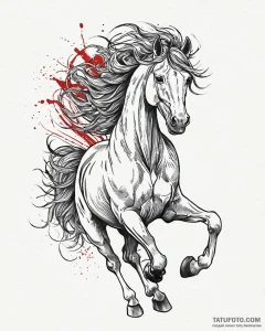 Tattoo sketch, wild horse galloping through o... - эскиз тату (№1753639796_0, 27.07.2025 18:09) — Tatufoto.com