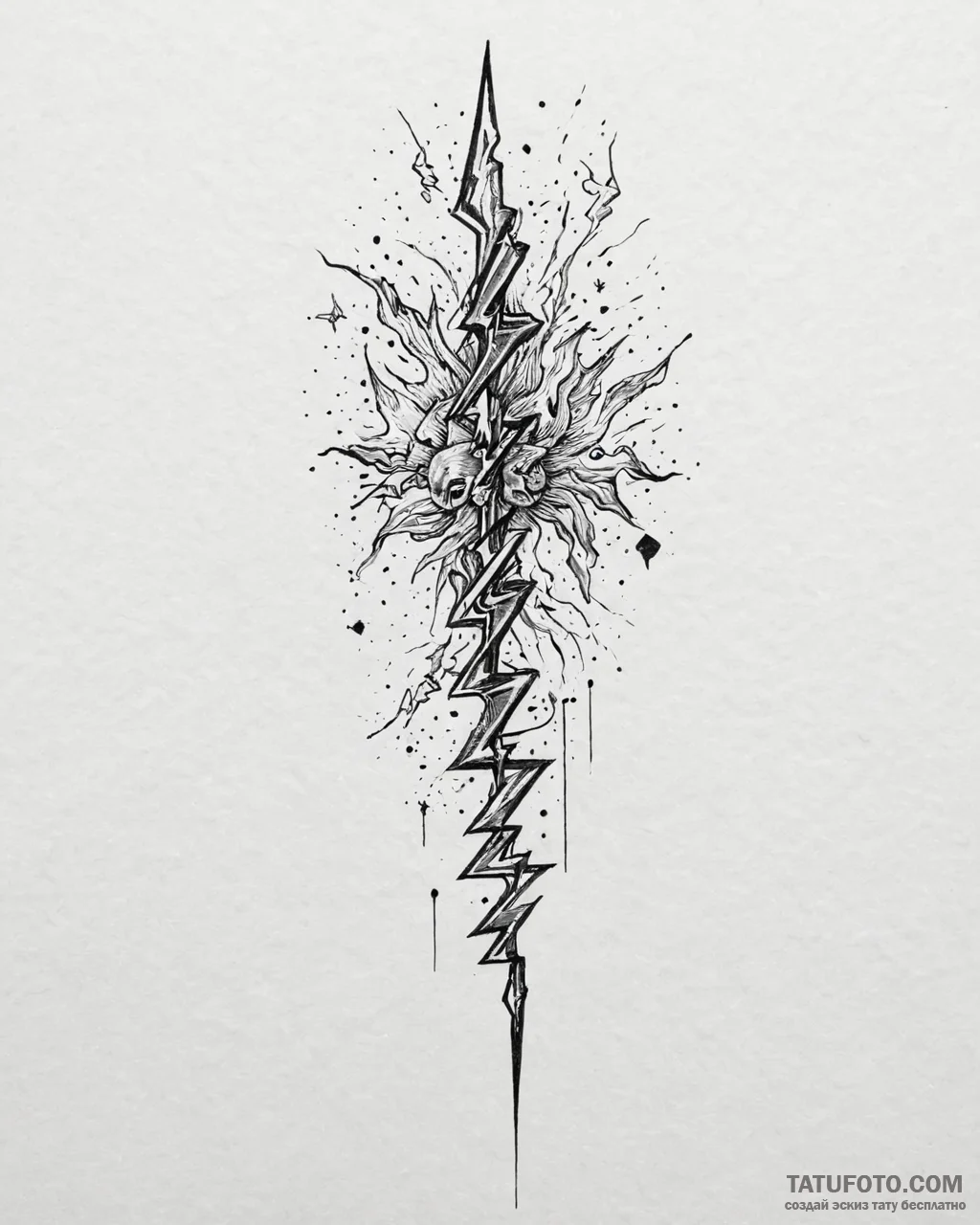 шторм и молнии, tattoo line art, blackwork ta... - эскиз тату (№1753640202_0, 27.07.2025 18:16) — Tatufoto.com