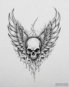 Tat tattoo sketch, skull surrounded by flames... - эскиз тату (№1753640619_0, 27.07.2025 18:23) — Tatufoto.com