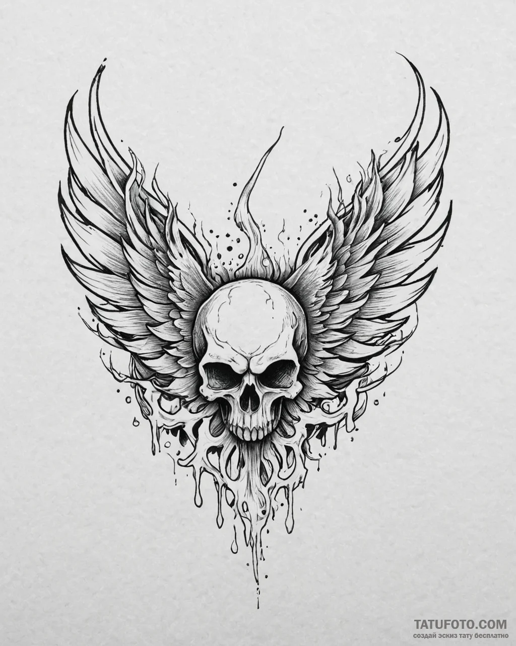 Tat tattoo sketch, skull surrounded by flames... - эскиз тату (№1753640619_0, 27.07.2025 18:23) — Tatufoto.com