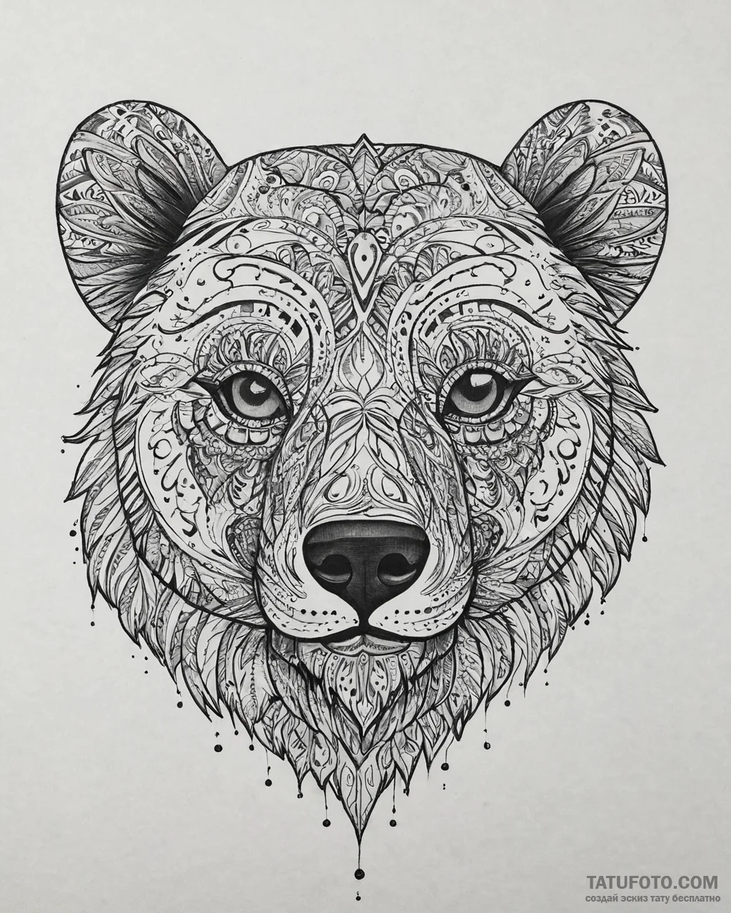 Tattoo sketch, brother bear tribal mask with... - эскиз тату (№1753642040_0, 27.07.2025 18:47) — Tatufoto.com