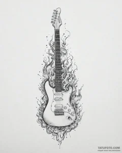 Tat tattoo sketch, electric guitar with flame... - эскиз тату (№1753644033_0, 27.07.2025 19:20) — Tatufoto.com