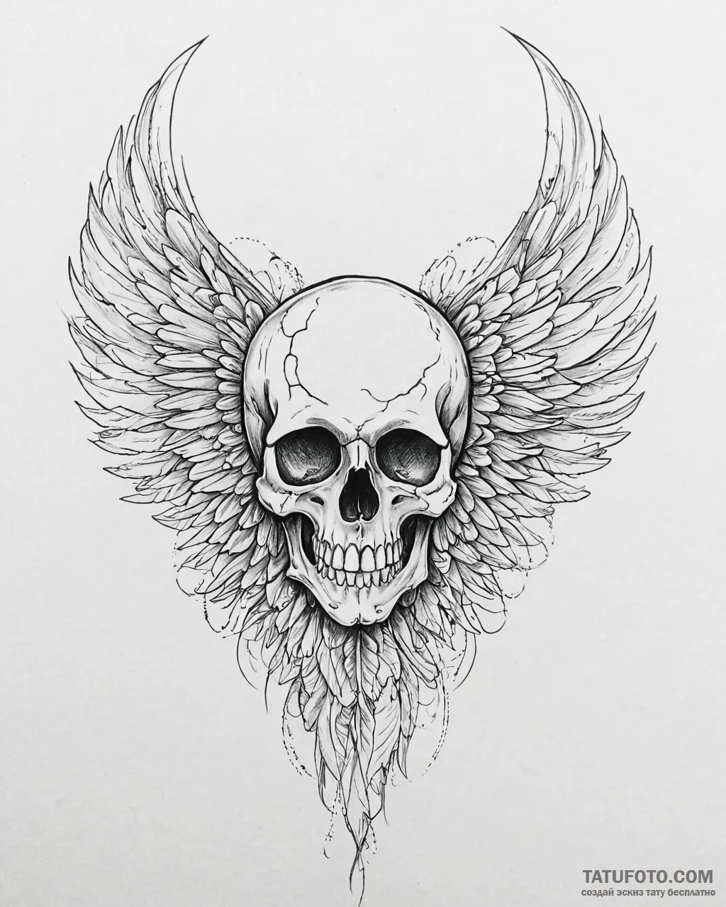 череп ангел - эскиз тату (№1753644138_0, 27.07.2025 19:22) — Tatufoto.com
