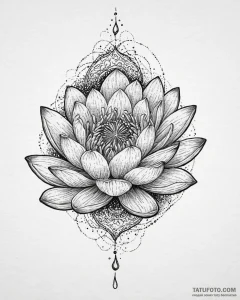 Tat tattoo sketch, serene lotus blossom float... - эскиз тату (№1753644852_0, 27.07.2025 19:34) — Tatufoto.com