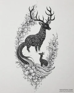 Tattoo sketch, bambi and mother silhouette at... - эскиз тату (№1753645250_0, 27.07.2025 19:40) — Tatufoto.com
