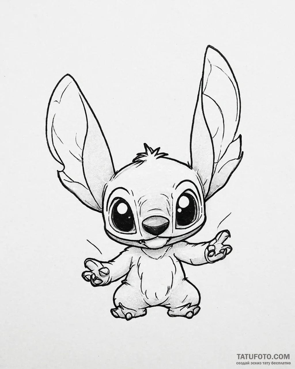 Tattoo sketch, stitch sneaking with curious e... - эскиз тату (№1753645648_0, 27.07.2025 19:47) — Tatufoto.com