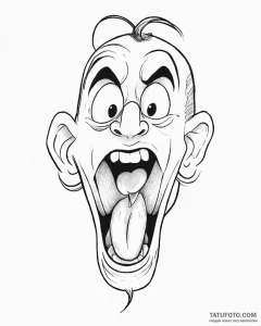 Tattoo sketch, mike with goofy face and tongu... - эскиз тату (№1753647473_0, 27.07.2025 20:17) — Tatufoto.com