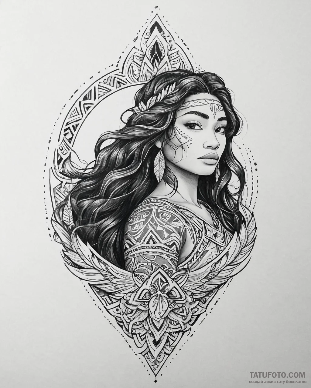 Moana 2 (заявлена на 2024), tattoo drawing ou... - эскиз тату (№1753649288_0, 27.07.2025 20:48) — Tatufoto.com