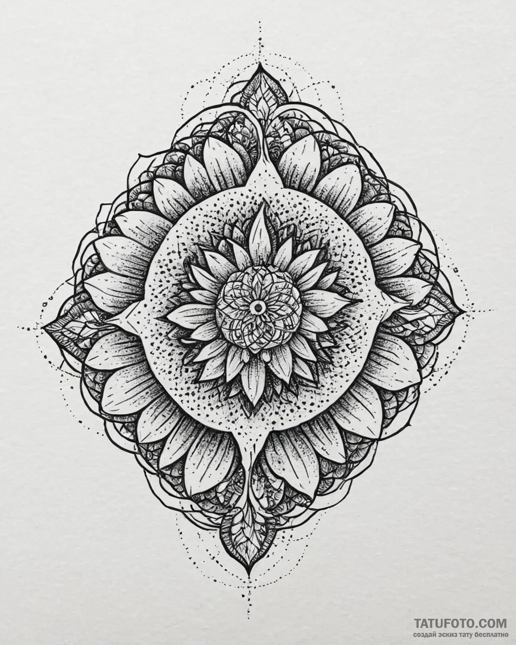 Tat tattoo sketch, glowing flower of life wit... - эскиз тату (№1753649487_0, 27.07.2025 20:51) — Tatufoto.com