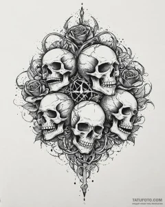 Tat tattoo sketch, magical battle scene with... - эскиз тату (№1753649931_0, 27.07.2025 20:58) — Tatufoto.com