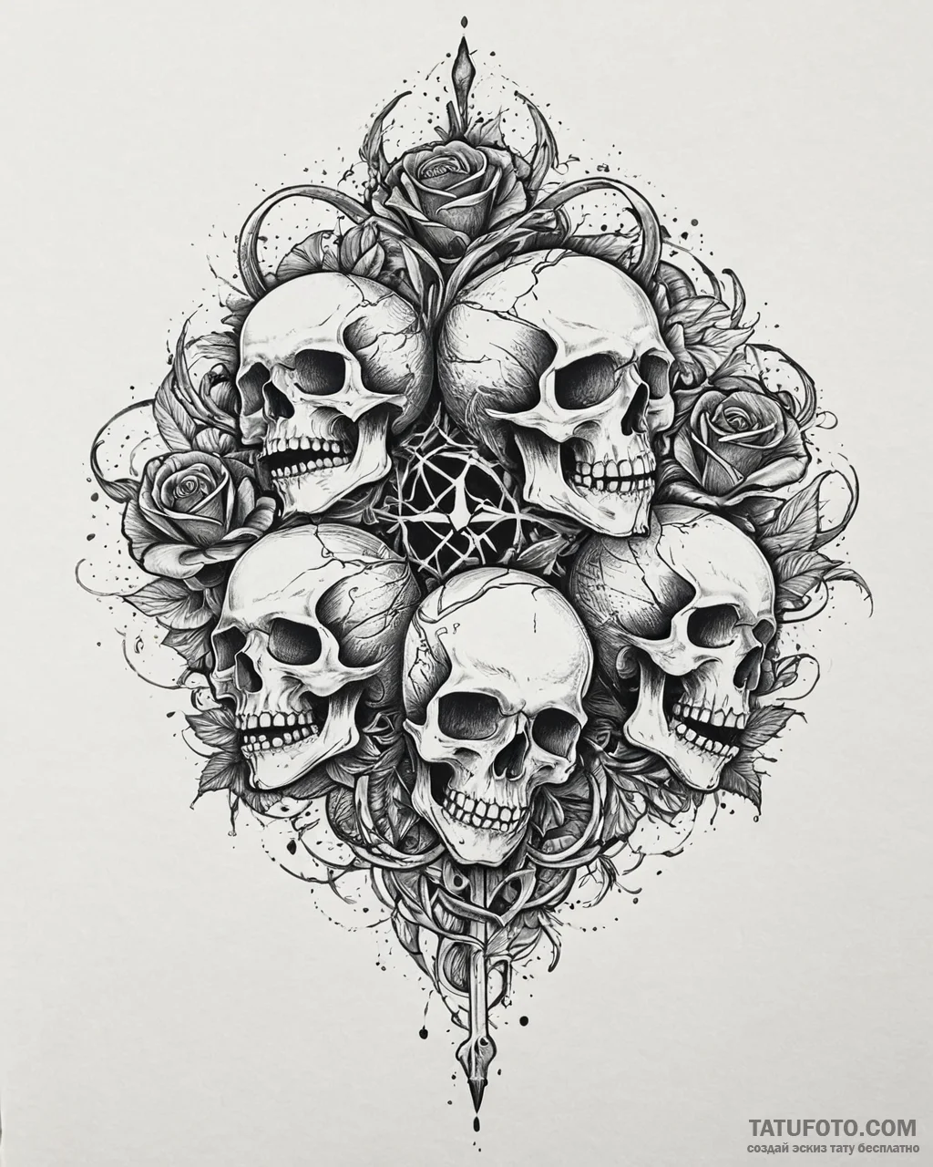 Tat tattoo sketch, magical battle scene with... - эскиз тату (№1753649931_0, 27.07.2025 20:58) — Tatufoto.com