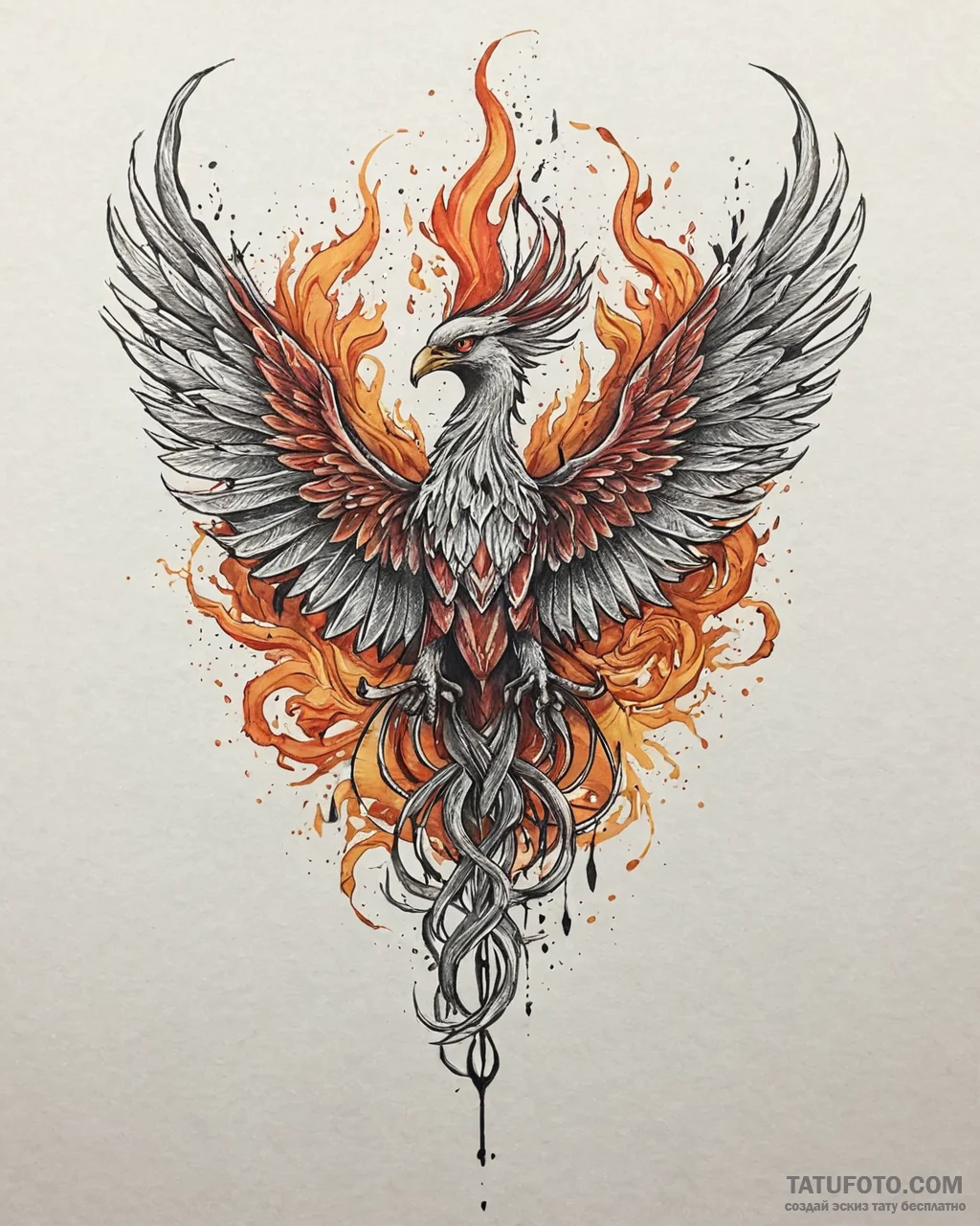 Tat tattoo sketch, brush strokes forming a co... - эскиз тату (№1753650350_0, 27.07.2025 21:05) — Tatufoto.com