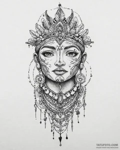 Tat tattoo sketch, macha with tribal face pai... - эскиз тату (№1753651151_0, 27.07.2025 21:19) — Tatufoto.com